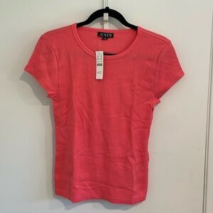 Jcrew Ribbed Short Sleeve Pink Shirt